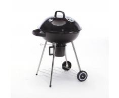Caesaroo BARBECUE A CARBONELLA CON RUOTE TERMOMETRO RACCOGLITORE OLIO E GRIGLIA ACCIAIO NERO ROUND 61