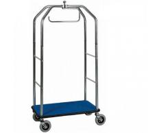 FORCAR Carrello Portavaligie con Appendiabiti Acciaio Cromato - Cm. 95 x 55 x 190 h