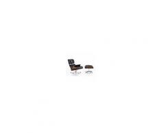 VITRA poltrona pelle nera LOUNGE CHAIR & OTTOMAN nuove dimensioni (Base cromata, struttura noce, Pelle Premium nera - Alluminio, legno e pelle)