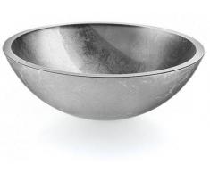 Lineabeta Acquaio 53695 Lavabo Appoggio 30 Cm, Vetro Foglia Argento