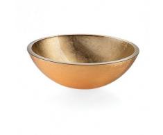 Lineabeta Acquaio 53695 Lavabo Appoggio 30 Cm, Vetro Foglia Oro