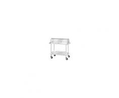 Carrello di servizio in legno Bianco lucido con cupola in plexiglas Forcar due piani Dim. 110X55X107H Modello CLC2012B