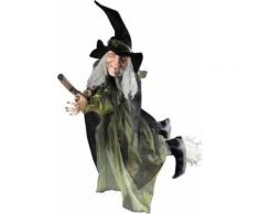 Decorazione Halloween: strega volante con scopa Taglia Unica