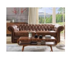 Divano a 3 posti Chesterfield CLOTAIRE in cuoio invecchiato