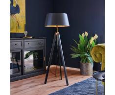 Lampenwelt.com Lampada da pavimento in legno Thea nero e oro