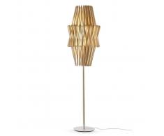 Fabbian Lampada da pavimento di design Stick in legno