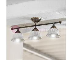 Ceramiche Borso Loggia Plafoniera A Soffitto 3 Luci Ottone E Ceramica Rustico Country