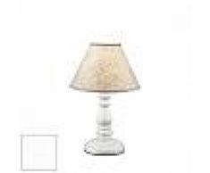 ideal lux Provence TL1 Small - Lampada da tavolo con legno e tessuto - Bianco antico