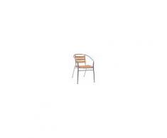 Sedia\Poltrona da esterno impilabile TESR Struttura in alluminio anodizzato Ø 25 x 1,5 mm doghe in legno di rovere Modello 038ALW05