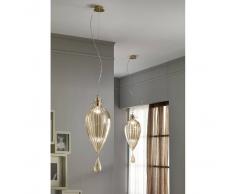 Cangini & Tucci Lampada a sospensione 1 luce goccia gigante vetro rigato e finitura metallo cromo cangini tucci Diffusore colore trasparente e parti in vetro colore t