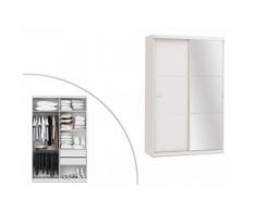 Armadio con specchio PEGGY - 2 porte scorrevoli - L 144 cm - Bianco