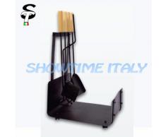 Servitore Caminetto con Portalegna Accessori Camino 4pz Legno H63