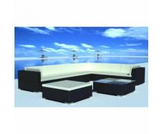 Set Divano da Giardino 24 pz in Polirattan Nero