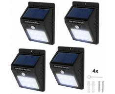 4 lampade LED a muro, a energia solare con sensore di movimento