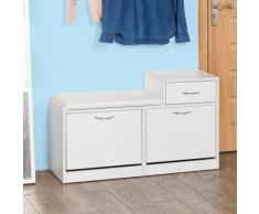 SoBuy Scarpiera da ingresso, panchina con cuscino e cassetto,bianco, FSR17-W,IT