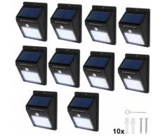10 lampade LED a muro, a energia solare con sensore di movimento