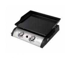 Barbecue portatile a gas con piastra 2 fuochi