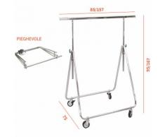 Stender Appendiabiti CROMATO pieghevole con Ruote Frenanti da 80mm 85/157 X 75 X 95/167h