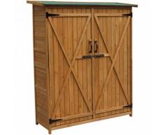 Capanno per attrezzi con porta a 2 ante 1400 x 500 x 1620 mm Legno d'abete rosso Tetto bitumato