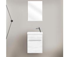 Mobile bagno economico salvaspazio rovere bianco cm 42 con specchiera e mensola