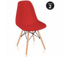 Pack 2 Sedie sala da pranzo Rosso con design nordico- McHaus
