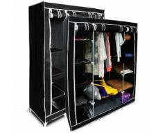 Guardaroba, Armadio, 3 porte, 172 x 134 x 43 cm, Nero, Pacco da 2, Materiale: Tubi in acciaio