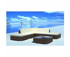 Set Divano da Giardino 15 pz in Polirattan Marrone