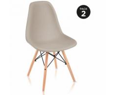 Pack 2 Sedie sala da pranzo Beige con design nordico- McHaus
