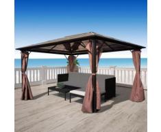 Gazebo con Tenda Marrone in Alluminio 400 x 300 cm