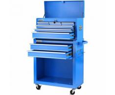 Carrello per strumenti PRO armadio acciaio 4 ruote 10 cassetti (Rosso Azzurro, nero, argento)