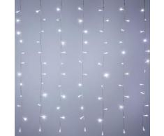Tenda 2,55 x 1,10 m, 180 led bianco freddo, effetto flashing, cavo trasparente, prolungabile, luci