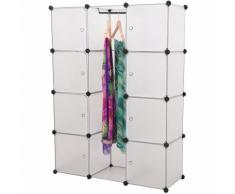 Guardaroba Sistema di scaffali (145cm x 110cm x 37cm) (bianco) Scaffalatura in polipropilene