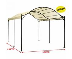 Gazebo tunnel metri 3x4 in ferro e metallo nero telo ecrù da giardino bar terrazzo piscina per