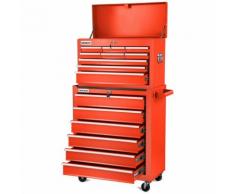 Carrello per strumenti PRO armadio acciaio 4 ruote 16 cassetti (Rosso Azzurro, nero, argento)