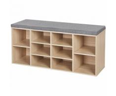 Scarpiera Panca in Fiberboard di Legno con Cuscino Seduta Sedile Imbottito con 10 Vani Colore