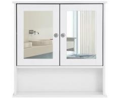 Armadietto Ripostiglio da Bagno con Specchio a 3 Ripiani da Appendere a Parete in Legno LHC002