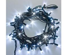 Catena 10 m, 120 maxiled bianco freddo, cavo verde, effetto flashing, prolungabile, luci natalizie,