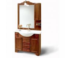 Mobile bagno cm 105 con ante e cassetti, lavabo in ceramica , pensile laterale specchiera e applique