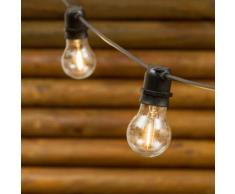 Catena di luci per feste, 5 m, 10 lampadine in vetro Ø 6 cm, E27, led bianco caldo, cavo nero