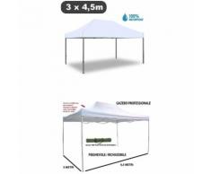 Gazebo pieghevole impermeabile in alluminio 3x4,5m Bianco - Mod. Magnum