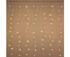 Tenda 2,55 x 1,10 m, 180 led bianco caldo, effetto flashing cavo trasparente, prolungabile, luci