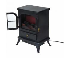 HomCom Caminetto Elettrico da Terra 1850W in Ferro e Vetro Temperato, Nero, 42.5x28x54cm