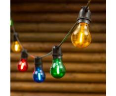 Catena di luci per feste, 5 m, 10 lampadine colorate in vetro Ø 6 cm, E27, cavo nero