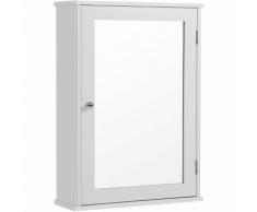 Armadietto dei Medicinali con Specchio per Bagno in Legno con Anta Singola a Muro Scaffale senza