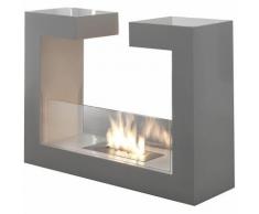 HomCom Caminetto a Bioetanolo in Acciaio Inox Serbatoio 1.5LT, Bianco, 78x25x58