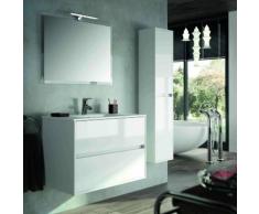 Mobile bagno sospeso 900 in legno laccato bianco lucido con lavabo Noja | Con specchio e lampada LED