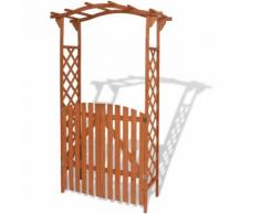vidaXL Arco da Giardino con Cancello in Legno Massello 120x60x205 cm