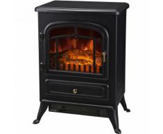 HomCom Camino Elettrico da Terra 1850W in Ferro e Vetro Temperato, Nero, 42x28x55cm