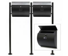 Set Supporto Cassetta posta V17 nero doppia buca lettere