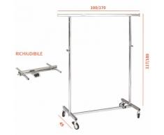 Stender Appendiabiti CROMATO richiudibile con Ruote da 80mm 100/170 X 49 X 117/189h